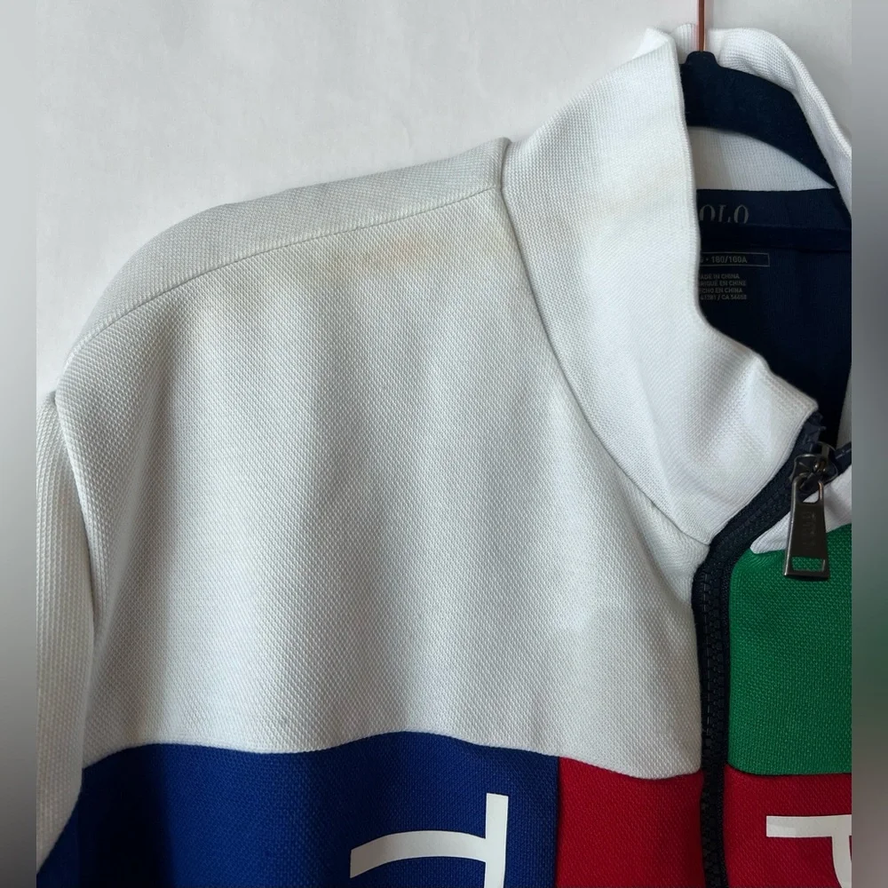 Polo Ralph Lauren Mens Large Tennis Mesh‎ Colorblock Zip Track Jacket